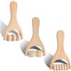 MAEXUS Set di 3 rulli massaggianti in legno, rullo massaggiante con manico, rullo fasciale, punto trigger in legno, mini rullo per rilassamento muscolare, massaggio di schiena, gambe, mani
