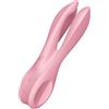 Satisfyer Threesome 1 Vibratore da Appoggio | 12 Modalità di Vibrazione | 3 Motori per Stimolazione del Clitoride e delle Labbra | Impermeabile (IPX7) | Giocattolo Sessuale Dildo per Donne in Rosa