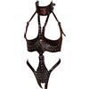 Ledapol Leda Pol 908 SM Harness vera pelle Body cinghia Body busenfrei aperto, S nero