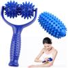 Svalor Rullo massaggiante con maniglia, rullo per massaggio intercambiabile con 3 palline per riccio, massaggiatore fascia, palla per massaggiare i piedi, per gambe, braccia e spalle, dolori muscolari (blu)