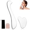 pclapora 2 Pezzi GuaSha, Gua Sha Materiale in Acciaio Inossidabile, Massaggio Viso con Sacca, Massaggiatore Viso Multifunzionale, Raschietto per Collo Spalle, Cosce, Addome, Schiena