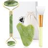 MELLIEX Jade Roller e Gua Sha Viso Massaggio, Kit Rullo di Giada di Anti-invecchiamento Naturale per Occhi, Viso, Collo