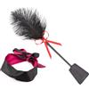 xinshibao Tickler di piume deluxe, Love Feather Leather Flogger Whip Bondage Paddle Set di vincoli da letto Giocattolo sessuale con benda maschera per gli occhi Bondage erotico SM Sesso erotico feticcio