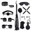 Oziral 11 Pezzi Kit Bondage, Set in Pelle Fetish SM per Principianti, Set di Giocattoli Erotici per Bondage per Adulti, Coppia con Manette, Guinzaglio per Maschera per Gli Occhi (Nero)