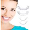 Brigtviee 2 Pezzi Protesi Dentale, Denti Finti Superiore e Inferiore, Faccette Dentali per Sbiancamento Denti, Dentiera Finta Faccette Istantanee, Protesi a Sorriso per Uomini e Donne