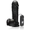 Si Ignite vibrierender Thick Cock con palle e ventosa, 20 cm (8 in), Nero