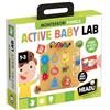 Headu - Active Baby Lab Montessori - Forme tattili e abilità motorie Fini | Gioco Montessori 1-3 anni, base multi-attività in legno e 24 forme tattili di animali, abilità motorie, logica