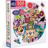 eeBoo Rotondo Fruits and Flowers Still Life Colorato 500 Pezzi Puzzle in Cartone Riciclato Dimensioni 58,5 cm di diametro, PZFFUF