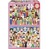Educa - Set di 2 puzzle per bambini da 100 pezzi | Ragazze d'Europa e Asia | Consigliato per bambini di 6, 7 e 8 anni (20478)