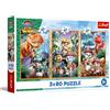 Trefl - Puzzle 3 in 1: Paw Patrol, Dinosaur Heroes | 3 x 80 pezzi, un set di tre puzzle per bambini dai 5 anni in su