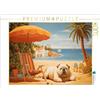 CALVENDO Puzzle cane sdraiato sulla spiaggia e si soleggia al mare | 1000 pezzi Lege-Dimensioni 64 x 48 cm puzzle foto per ore felici