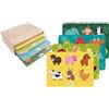 J.A.D.E - Set di 4 Puzzle Animali con Punte - Gioco Educativo - 052485 - Temi Fattoria, Giungla, Giardino e Mondo Marino - Multicolore - Legno - Design Francese - Gioco per Bambini - Da 18 Mesi