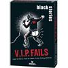 moses 90175 Black Stories V.I.P. Fails-50 Casi Intorno a stupide disavventure Celebrità, la Carta del crimine con Due Varianti, Gioco di Puzzle per Adolescenti e Adulti, Bianco