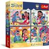 Trefl - Puzzle 4 in 1: Lilo & Stitch, Cosmic Stitch - 4 x 88 pezzi - Poster esclusivo, set di quattro puzzle per bambini dai 5 anni in su