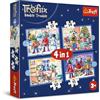 Trefl - The Treflik Family, Dai Treflik Nevica - Puzzle 4in1, 4 Puzzle, da 12 a 24 Pezzi - Diversi Livelli di Difficoltà, per Bambini dai 3 anni