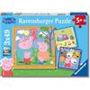 Ravensburger - Peppa Pig, Puzzle Bambini 5+ Anni, Con 3 Puzzle Da 49 Pezzi | Include 3 puzzle da 49 pezzi di Peppa Pig, giochi educativi e divertenti, ideali come regalo per ogni occasione dai 5 anni.