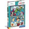 Clementoni - Puzzle per Bambini 2x60 Pezzi Supercolor, per Bambini 4+ Anni, Illustrazione Disney Classic, Idea Regalo, Made in Italy, 27x19 cm, 24823
