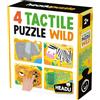HEADU - 4 Tactile Puzzle Wild - Tocca e ricomponi! - Puzzle Educativo per Bambini dai 2 ai 4 anni, Made in Italy | IT58875