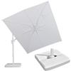 PURPLE LEAF Ombrellone da Esterno 3 x 3 m con Base, Ombrellone da Giardino in Alluminio Tela 240 g/m² Protezione UPF 50+ con Inclinabile Bidirezionale e Rotazione a 360°, Bianco