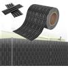 HENGMEI Strisce frangivista in PVC, 35 m x 19 cm, rattan antracite | Pellicola protettiva per recinzione a doppia asta, con 20 clip di fissaggio, protezione dal vento per recinzione