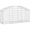 vidaXL Gabione ad Arco in Rete Metallica, Cesto per Pietre, Recinzione a Spirale per Parete di Contenimento, Pianta per Giardino, 150x50x60/80 cm, Ferro Zincato
