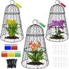 YHZMZHY 3 coperture protettive per piante in filo di pollo, 45 cm x 29 cm, antiruggine, in metallo resistente, con paletti ed etichette, design modulare per piantine, fiori, verdure, proteggono dagli animali