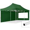 TOOLPORT Gazebo Pieghevole Giardino 3x6m - 2 Laterali (finestre panoramiche) Telo 700N Poliestere Idrorepellente Padiglione Mercati Sagre Verde