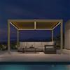 PURPLE LEAF Pergola Bioclimatica con LED 3 × 3,65 m in alluminio, Pergola da giardino all'aperto con lame orientabili, impermeabile e anti-UV, struttura stabile per terrazza e carrello, champagne