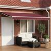 Kaloriko Cornice per Tenda Manuale con LED Borgogna e Bianco 4 × 3,5 m con Motore, Telaio in Alluminio Resistente, Protezione UV, Ombreggiante Estensibile per Giardino e Terrazza