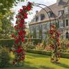 PEILU Arco da giardino in metallo verniciato a polvere, traliccio, 240 x 192 x 38 cm, resistente alle intemperie, arco per rose con basi a terra, piante rampicanti per esterni, aiuto per rose, verdure