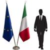 FLAGLAND Bandiere ufficiali Italia e Unione Europea con paletti decorativi e piede robusto - set per ambasciate, consolati, istituzioni pubbliche ed eventi protocolari. Codice CN3-EU-IT-L