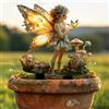 Generic Fata ala d'oro con farfalla in acrilico da giardino, decorazione acrilica per interni ed esterni, idea regalo per ornamenti in vaso di fiori e abbellimento del paesaggio, adatta per cortili e prato