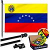 XVBCDFG Bandiera 9,6 x 1,5 m (senza penna) (nero) e Venezuela 7 stelle venezuelana, serie ToughWeave ricamata su entrambi i lati, palo in poliestere 210D con bandiera inclusa