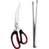 UPKOCH Forbici da barbecue in acciaio inox e clip per barbecue, set da 2 pezzi, impugnatura ergonomica antiscivolo, accessori per barbecue per carne, bistecca, feste e a casa