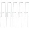 Generic Confezione da 10 picchetti da giardino da 10 cm, resistenti a forma di U, per ancoraggio al suolo, pali multiuso per piante per barriera contro erbacce, tubi di irrigazione, prato e paesaggistica