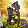 AMUR Fontana Solare da Giardino, Fontana Solare Wald-ZAUBER con Luce LED, Fontana Decorativa, Cascata, Luce da Giardino, Pompa per laghetto per terrazza, Balcone, con Pompe