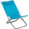 Pratiko Life Spiaggina Sedia a Sdraio da Mare Campeggio Giardino - Pieghevole con Cuscino per appoggio Testa - Tubo Diametro 22mm (Celeste)