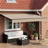 Kaloriko Cornice per Tenda Manuale con LED Beige e Antracite 3 x 2,5 m per Esterni, Paravento Ombreggiante Retrattile, Protezione UV per Giardino, Terrazza, Veranda, Patio e Balcone