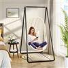 Autrfso Supporto per sedia a dondolo sospeso, struttura di supporto in metallo, robusta base a forma di A, portata 100 kg, 85 x 80 x 144 cm, nero, resistente alle intemperie