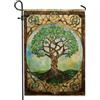 Generic Bandiera celtica da giardino con albero della vita, striscione decorativo per esterni con foglie verdi, bandiera da cortile per tutte le stagioni, per casa, arte rustica su entrambi i lati