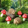 Generic Set di 6 mini statuette a forma di riccio, decorazione dettagliata da giardino in miniatura, per giardini fatati, terrari, fioriere per interni
