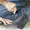 Generic 10 picchetti da giardino per paesaggio, picchetti per prato, tessuto erbacce, picchetti in acciaio, per fissare il tessuto (nero, 10 x 4 cm)