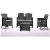BICA Set Lido 2 Storage - Set Mobili da Esterno 2 Poltrone, 1 Sofa 2 posti, Tavolino Contenitore e Cuscini per la Seduta, Grafite