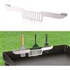Generic Porta spatola, 30 x 6 x 2 cm, in acciaio inossidabile, griglia per alimenti, regolabile, griglia per barbecue, griglia per alimenti, accessori per barbecue per Blackstone (argento)