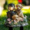 Generic Cani che giocano vicino alla lampada, palo da giardino in acrilico, decorazione acrilica per interni ed esterni, idea regalo per ornamenti in vaso di fiori e abbellimento del paesaggio, adatto per