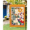 Generic Bandiera da giardino Imagine All The People Living Life In Peace, 30,5 x 45,7 cm, double face, divertente, primaverile ed estate, decorazione per esterni, cartello della pace per patio, prato, casa