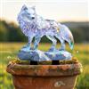 Generic Palo da giardino in acrilico con lupo di cristallo, decorazione acrilica per interni ed esterni, idea regalo per ornamenti in vaso di fiori e abbellimento del paesaggio, adatto per cortili e prato