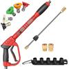 WOOLUCK Pistola Idropulitrice 5000 PSI, Lancia Ad Alta Pressione con Prolunga Bacchetta, 5 Ugelli Staccabili, Connettore Rapido M22-14mm per Lavaggio Auto, Casa e Giardino