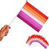Runesol 12 Confezione Bandiere Lesbo Bandierine Tenute in Mano, Bandiera Orgoglio Lesbico, Bandiere a Mano Eventi LGTQ+ 14x21cm, Mini Bandiere su Bastoni, Eventi, Decorazioni Arcobaleno