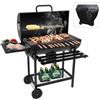 TEENO Barbecue a Carbonella con Griglia XXL, Carrello Grill con Girarrosto per Pollo, Ruote, Rivestimento in tessuto impermeabile e antipolvere, Griglia a Carbone per Giardino, Terrazza, Campeggio